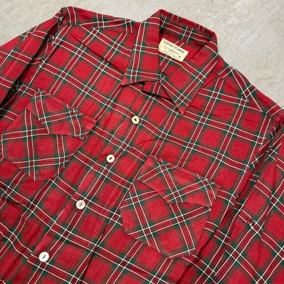 Tootal Flannel by Lipson Red Plaid Button Up Shirt Long Sleeve Medium - Picture 2 of 7